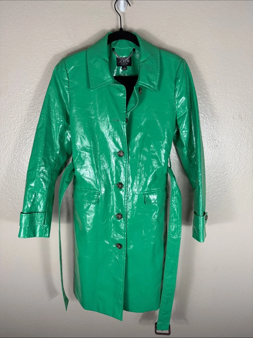 J. Crew Collection Trench Coat in Laminated Linen in Summer Green - Picture 5 of 9